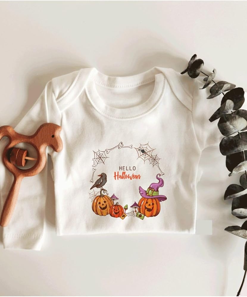 Halloween Yazılı Organik Bebek Uzun Kol Body 263-LMN