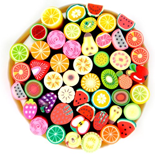 Fashion Galerie 50 Fimo Stäbe Früchten Mix DIY Dekoration Sticker für 3D Nageldesign - 2