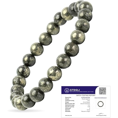 Astrotalk Raw Pyrite Bracelet | Certificate of Authenticity | Attracts Money and Boost Confidence | Astrology Bracelet for Men and Women | Beautifully Crafted with Healing Crystals