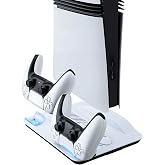 Wigearss Vertical Stand for PS5/PS5 Slim/PS5 Pro with Cooling Fans, Charging for 2 Controllers, LED Lighting and Cooling Fan