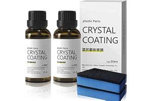 ASHOPFUN Plastic Parts Crystal Coating 30ML, Crystal Coating Plastic Parts, Crystal Coating for Car, Plastic Parts Refurbish Agent with Spong, Great Gloss Protection (2pcs)