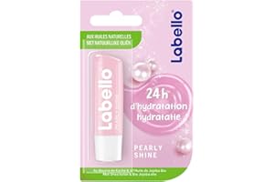 NIVEA Labello Pearly Shine, Baume à lèvres enrichi en huiles naturelles et perles de soie, Soin des lèvres Hydratation longue durée pendant 24H, Avocat, Rose, 5,5 ml