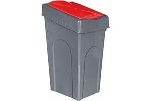 Optimal Products 50L Plastic Recycling Bin Rubbish Dustbin Kitchen Garden Recycle Waste Bin With Lid (Red, 1)