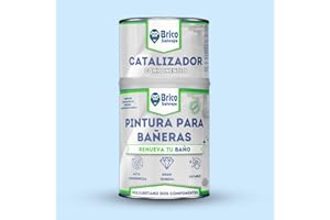BRICOSALVAJE Pintura para Bañeras Acabado SATINADO Dos Componentes 600+150 ML | Fácil Aplicación | Acabado Cerámico | Impermeable (Azul Claro Agatha)