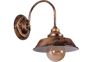AIRTWESD E27 Applique da parete Edison in metallo vintage Industriale Lampada da parete letto comodino retrò (nessuna lampadina)