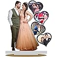 GiftsWale Wood Personalized Table Top Stand Couple Photo Frame | Best Gift For Anniversary, Girlfriend, Boyfriend, Husband, Wife | Customized It With Your Photos, Tabletop