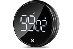 OQIMAX Timer kuchenny, Timer magnetyczny z dużym wyświetlaczem LED, 3 regulowane poziomy głośności, regulowany zegar odliczający, do gotowania, nauczania, nauki w klasie, siłowni i piekarnika(Czarny)