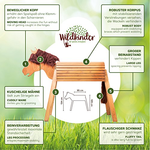 Wooden Standing Horse Toy | Play Horse XXL | Alternative to Large Rocking Horse | Handmade in Germany | Highest quality from Wildkinder | Robust, Stable, Secure | For Outdoors, Garden and Indoors | Weatherproof Glaze | Delivered Pre-assembled | Very Simple to Assemble | Color: Medium Brown with Dark Brown Mane reviews Wooden Standing Horse Toy | Play Horse XXL | Alternative to Large Rocking Horse | Handmade in Germany | Highest quality from Wildkinder | Robust, Stable, Secure | For Outdoors, Garden and Indoors | Weatherproof Glaze | Delivered Pre-assembled | Very Simple to Assemble | Color: Medium Brown with Dark Brown Mane