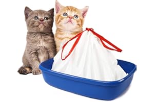 BILIEASY Lot de 10 sacs de litière pour chat avec cordons de serrage résistants aux déchirures pour bac à litière de taille moyenne et grande Blanc Taille M
