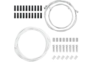 CATIME Câbles et Gaines de Frein Vélo Universel 2.5M, Boîtier de Câble de Changement de Vitesse 2M, 1.1/1.7M Câble de Frein Avant Arrière, 1.55/2.1M Câble de Dérailleur pour Vélo de Montagne Route (Blanc)