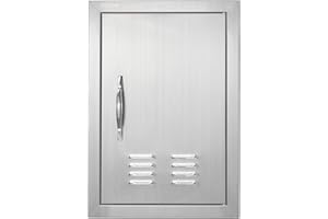 VEVOR Porte d'Accès pour Barbecue, Simple Porte de Cuisine Extérieure 35,6x50,8x4,6 cm, Porte Encastrée en Acier Inoxydable, avec Poignées et Aérations, pour Îlot de Barbecue, Station de Grillades
