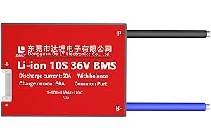 DALY BMS 10S 36V 60A Li-ion 3.7V Módulo de protección de batería PCB Placa de protección con cables de equilibrio BMS para batería 18650 36V