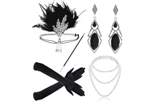 JIAJIAYI 1920s Set di accessori Costume,Set di accessori per pinna anni 20, anni 20 costumi accessori, accessori Great Gatsby da donna, per feste a tema, set di fantasia Charleston