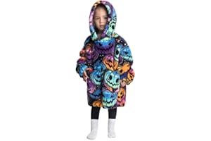 NUANHOM Wearable Blanket Hoodie for Kids Toddlers Super Warm Cozy Oversized Hooded Blanket Sweatshirt with Pocket for Little Girls Boys