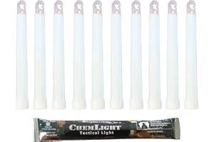 Cyalume – Palo luminoso kit de supervivencia material militar – ChemLight Lightsticks 15 cm – blanco – Light Sticks luminosos – Duración 8 horas – Caja de 20 – OTAN y Ejército francés – Fabricado en