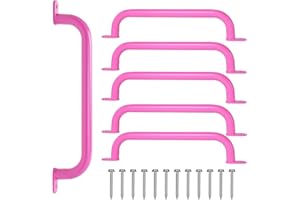 ESPETS 17 Inch 6 Pieces Pink Metal Safety Handles for Playground Equipment - Swing Set Attachment Grab Handle, Playset Accessories Hand Grips, Indoor Kids Monkey Bars