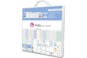 Anita y Su Mundo 37080747. Kit Scrapbooking, Primera Comunión Niño, Papeles, Chapas, Brads, Pegatinas, Washi Tape, Lentejuelas