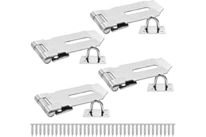 Bwintech 4 pcs Padlock Hasp Latch Locks 3 Inch (75mm) 304 Stainless Steel Door Lock Hasp Latch Hasp for Door Shed Gate Cabinet with Screw Brushed Nickel