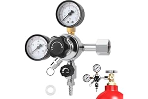 NASTOPEE CO2 Druckminderer,Druckregler W21.8 Hauptdruckminderer Dual Manometer CO2-Regler mit 0-60 PSI Arbeitsdruck 0-3000 PSI Tankdruck Soda Keg Druckentlastungsventil Bier Maschine Bierbrauen Bierzapfanlage