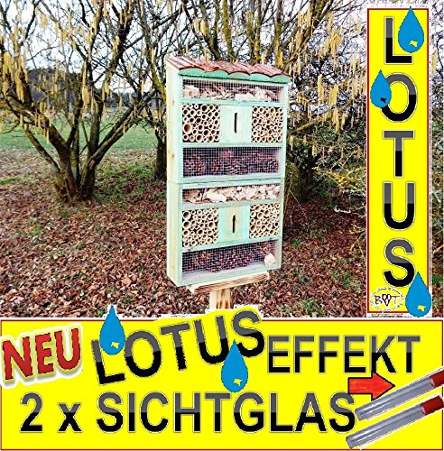 Schöner großer nistkästen in ANTIK TÜRKIS Antik Look blau 130.5 cm gross insektenhotel MIT STÄNDER, mit Naturdach, mit Spezialoberflächenbeschichtung "LOTUS", FDV-HOLO-MS als Ergänzung zum Meisen nistkästen Meisenkasten oder zum Vogelhaus Vogelfutterhaus Futterstation für Vögel Insektenhäuschen - insektenhotels