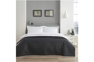 FAIRWAYUK Quilted Bedspreads Double Size - Ultra Soft Lightweight Bed Throws Bedspreads for All Season, 100% Polyester Comforter Bedding Large Sofa Coverlet, 150x200cm, Charcoal