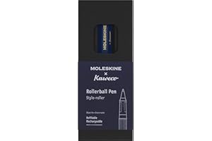 Moleskine x Kaweco Bolígrafo Rollerball Recargable de Plástico ABS para Escribir y Tomar Notas, Recambio de 0,7 mm con Tinta Negra Incluida, Azul