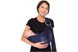CUBY Einstellbar Schultertrage für Babys mit Rostfreier Doppel Ring, Baby Tragetuch mit Atmungsaktiv Masche, Babytragetuch Ring Sling Perfekt für Neugeborene und Kinder Unter bis 15kg