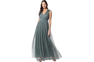 Maya Deluxe Maxivestido con Detalle de Volantes En Los Hombros Vestido de Dama de Honor para Mujer