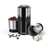 SHARDOR Coffee & Spice Grinders Electric with 2 Removable Stainless Steel Bowls for Dry or Wet Grinding, 70g.