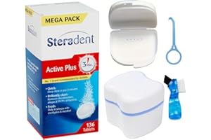 ELITE SELECT Retainer Cleaning Kit with Bath Case and 136 Tablets (3.5 Months Supply) – Odor-Free Dental Fresh Brite Cleaner for All Dentures, Aligners, Invisalign and Mouthguards – Kills 99.9% Bacteria, Cleansers