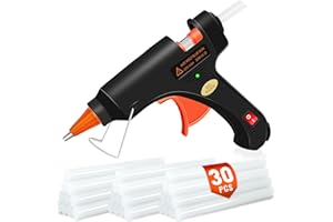 Crenova Pistola de Silicona Caliente 20W con 30 Barras de Silicona, Pistola de Pegamento para Trabajos de Manualidades Bricolaje en Casa y Oficina, para Reparaciones Rápidas
