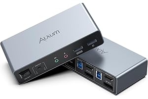 Alxum Commutatore KVM 2 monitor 2 computer - HDMI+Porta display Commutatore KVM a doppio monitor per 2 PC, 3 porte USB 3.0 che supportano la modalità estesa/specchio con controller desktop