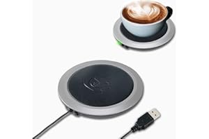 MEDOYOH USB Becher Warmer, PU Oberfläche Kaffee Wärmer Teewärmer Untersetzer mit Thermostat, Auto Shut Off Überhitzungsschutz Elektrischer USB Getränkewärmer für Home Office Desktop