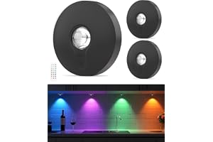 WUYOR USB uppladdningsbar RGB LED-spots batteri med fjärrkontroll, färgväxling LED inbyggd lampa, magnetisk dimbar batteri sk