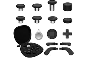CHARM FOCUS 16-in-1 Metal Thumbsticks Replacement Kits for Xbox Elite Series 2 – Includes Magnetic Joysticks, Paddles, Silicone Caps, D-Pads, Adjustment Tool (Black)