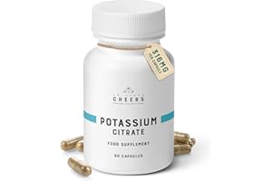Cheers Potassium Citrate, 48% Daily Value, 316 mg per Capsule, 90 Capsules, Supports Cardiovascular and Blood Pressure Health, Vegan Potassium Supplement for Adults, Natural Mineral Electrolyte