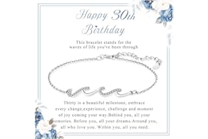 VEEDOFA 30th 40th 50th 60th 70th Birthday Gifts for Women, Adjustable Sterling Silver Bracelet with Cubic Zirconia, Thoughtful Birthday Presents for Mum Daughter Grandma Sister Friend