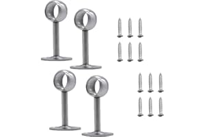 YINENGD 4pcs Closet Pole Sockets, Heavy Duty Closet Rod End Supports, Ceiling-Mount Bracket, Shower Curtain Closet Wardrobe Rail Support Holder with 12pcs Screws(22.5mm)