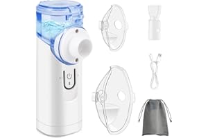PMGUD Tragbarer Inhalator Inhalationsgerät tragbar Vernebler Geräuscharmer Vernebler-Set mit Mundstück und Maske für Kinder und Erwachsene, USB wiederaufladbar, Ideal für unterwegs oder zu Hause