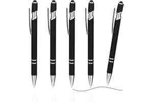 ‎ENLACE ENLACE Hochwertige Kugelschreiber Mit Touchpen - 5 Stück Ergonomische Kulis Mit Rutschfester Griffzone, Schwarz, Metall-Set für Büro und Haushalt