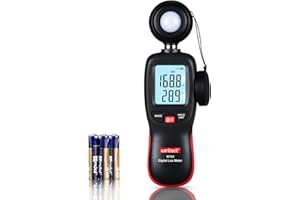 Wintact Digital Illuminance Light Meter Handheld with Thermometer Ambient, Lux Meter Range up to 200,000 Lux, Photometer Light Intensity Sense Test for Garden Indoor Plants LED Grow Light, Photography
