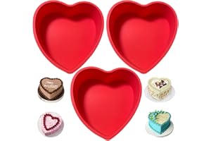 REECAGO Heart Shaped Cake Tin, 3pcs 8 Inch Silicone Love Moulds, Cake Baking Pan Non-Stick Quick Release Suitable Baking Tray for Muffins Puddings Bread