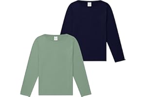 THE ESSENTIALS WARDROBE Ladies Long Sleeve T-Shirts 2 Pack Multicoloured Breathable Shirts for Womens Comfortable Soft Hand Feel Long Tee Crew Neck Cotton Top Size S-4XL