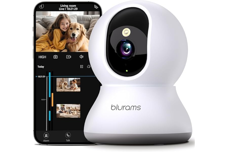 blurams Pet Camera 2K, Indoor Cameras, Dog Camera, 360° Home Security Cameras, Color Night Vision, Motion Tracking, 2-Way Talk, Cloud&SD, APP Control, Works with Alexa