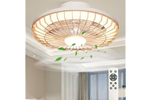 ‎BKZO BKZO 48cm LED Deckenleuchte mit Lüfter, Deckenventilator mit Licht, 24 Lüftergeschwindigkeiten, Einfaches Dimmen, 3000-5500K, Holzmaserung