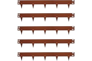 Harbour Housewares 5M Lawn Edging Border - 8cm Face Height - Rust - Galvanised Steel Garden Border Edging Flexible Grass Landscaping Pathway Edge Strip