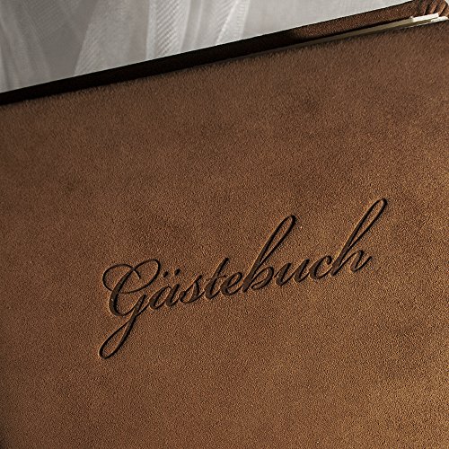 Gästebuch „Indiana“, braun – modernes Gästebuch aus italienischem Wildleder für Ihren Geburtstag oder Ihre Hochzeit - 4