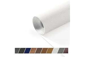 DIKARIYA Cuero Adhesivo Blanco, 40x150CM Cuero Adhesivo Parches Polipiel, Reparación y Renovación, Parche Cuero Adhesivo para Muebles, Sofás, Asientos De Coche, Silla De Oficina, Cabecera, Bolsos
