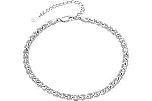 FindChic 925 Sterling Silver Solid Anklet for Women,Waterproof Ankle Bracelet,22cm-27cm Adjustable Foot Jewelry for Summer Beach