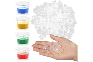 Greoer Tattoo Ink Cups, 100 Pieces Tattoo Ink Pots, Pigment Ink Caps, Ink Cups Disposable, Plastic Ink Containers for Ink Pigment Cups Big Size 15MM